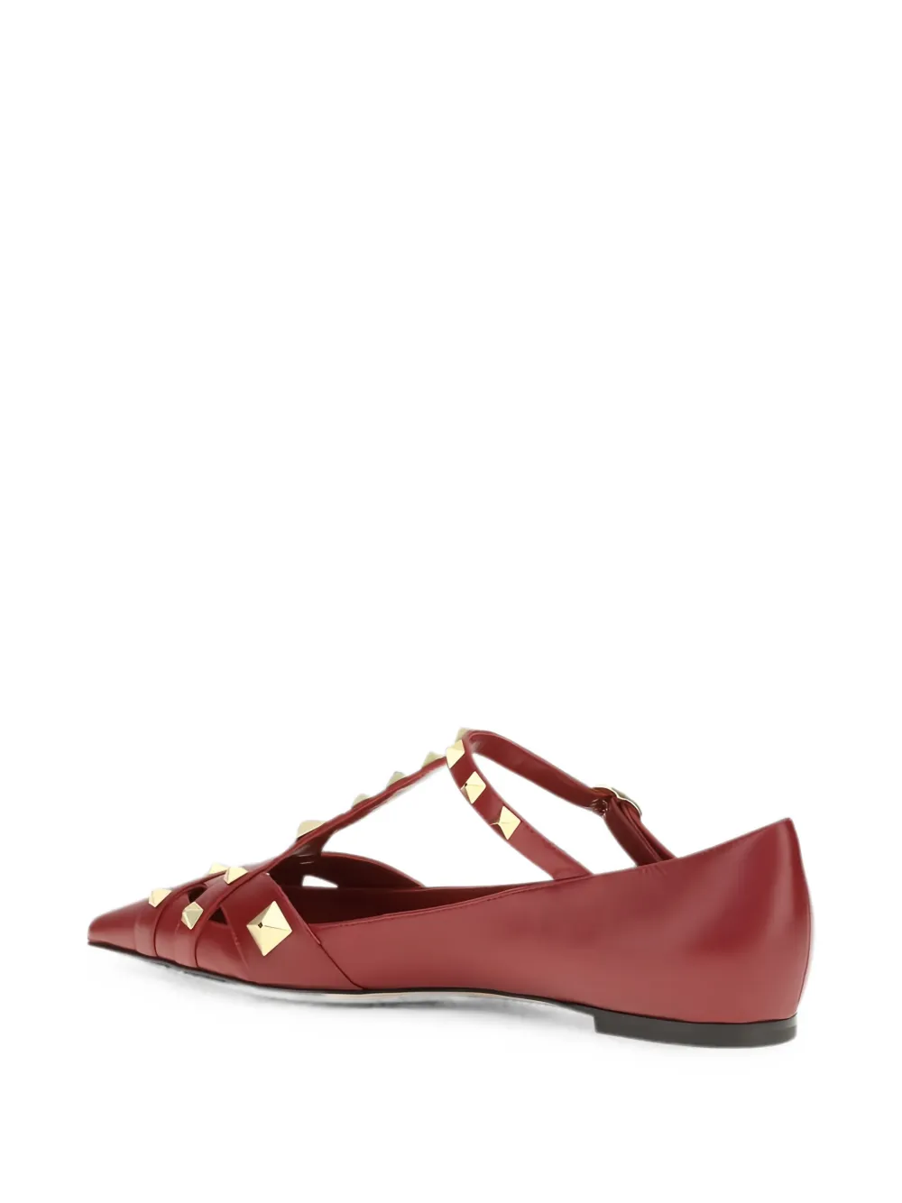 Valentino Garavani Studdy pyramid-stud flat pumps Rood