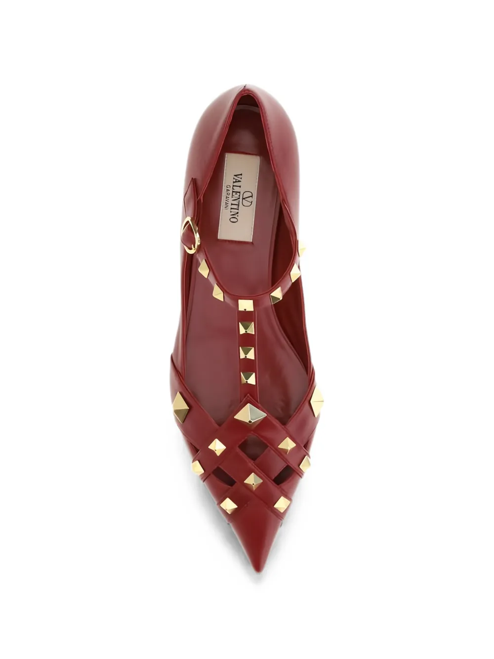 Valentino Garavani Studdy pyramid-stud flat pumps Rood