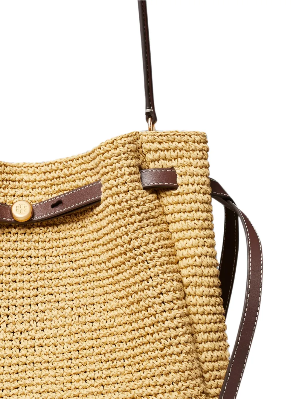 Tory Burch Grote Romy geweven schoudertas Beige