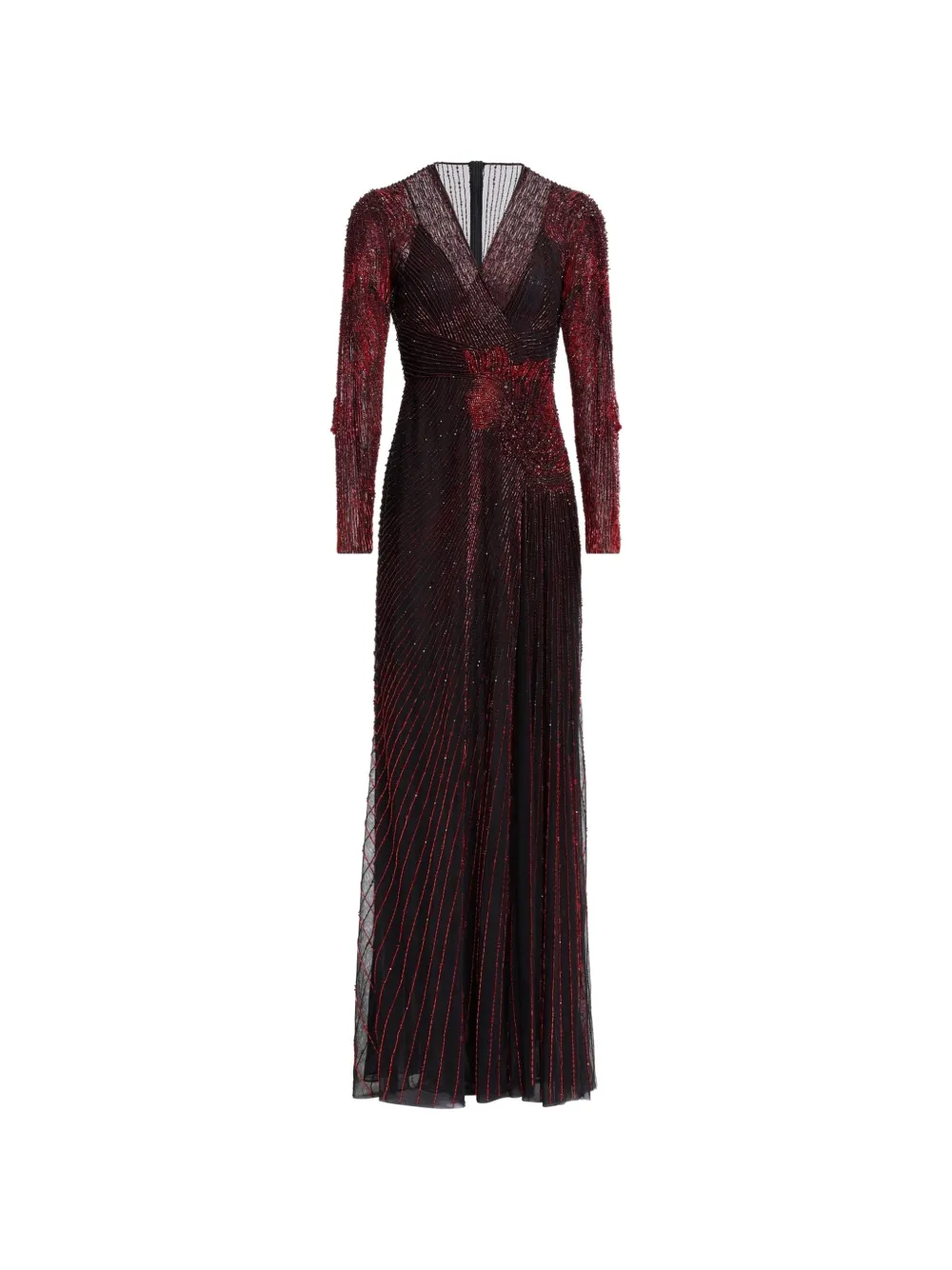 Elie Saab bead-embroidered wrap-style maxi dress - Nero