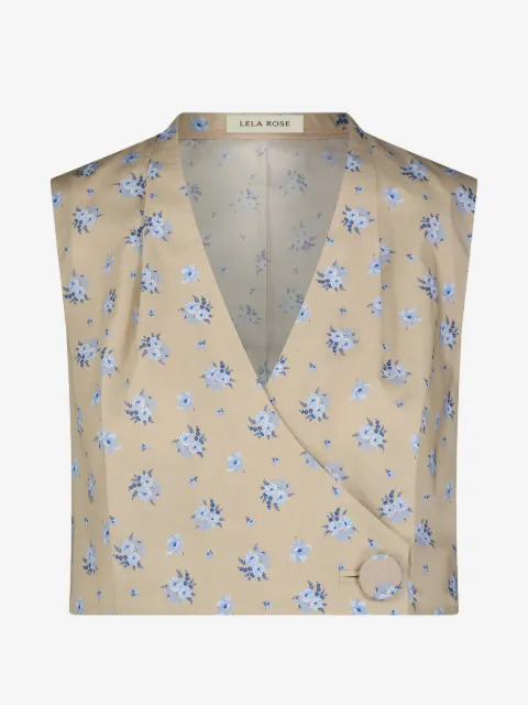 Lela Rose slå om-top med blomstertryk