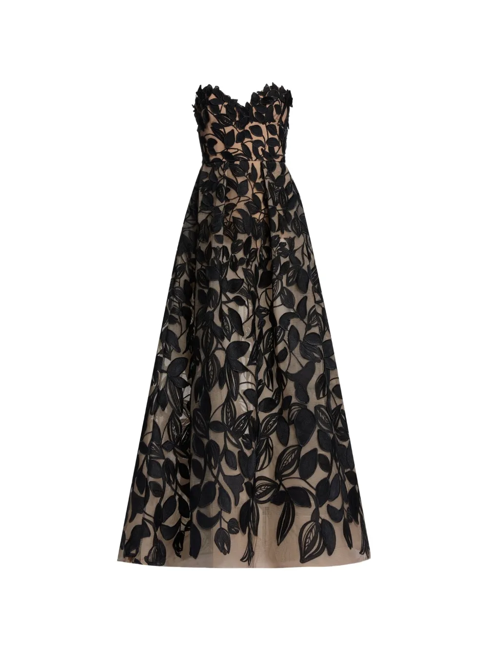 Elie Saab embroidered tulle evening dress - Nero