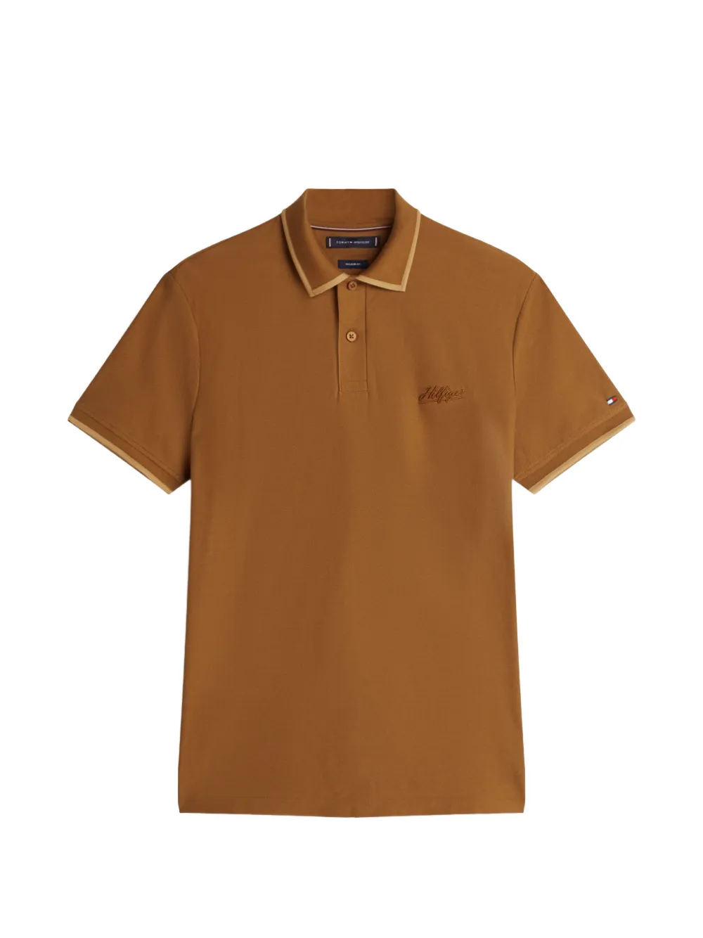 Tommy Hilfiger embroidered-logo cotton polo shirt - Marrone