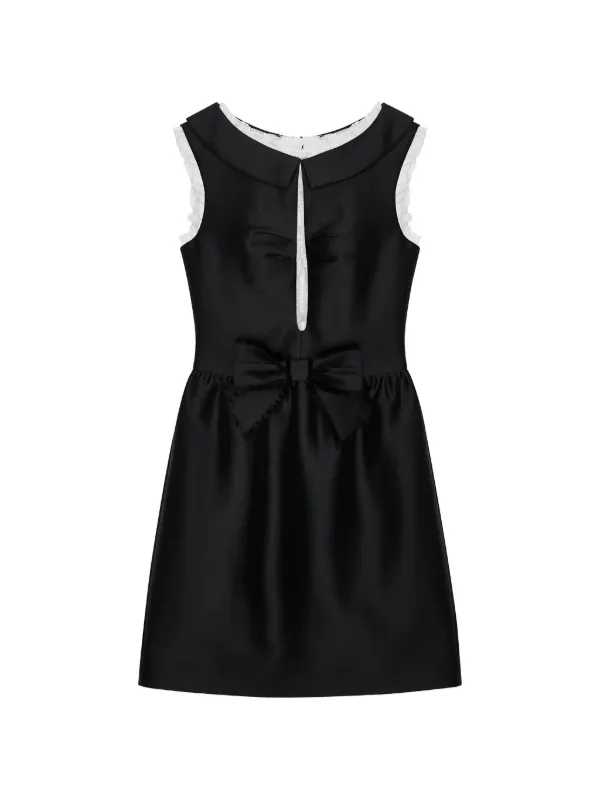 Shushu/Tong Bow-detail Ruffled Mini Dress in Black