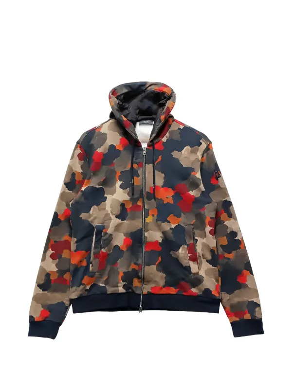 Herno Camouflage-print Zip-up Hoodie in Blue