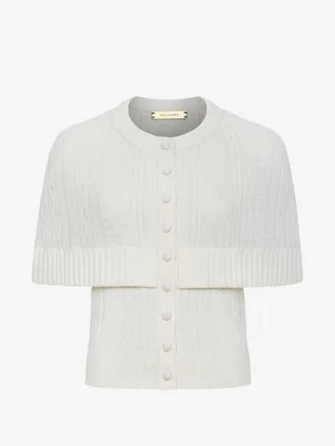 Hellessy Caspian cable-knit short-sleeve cardigan