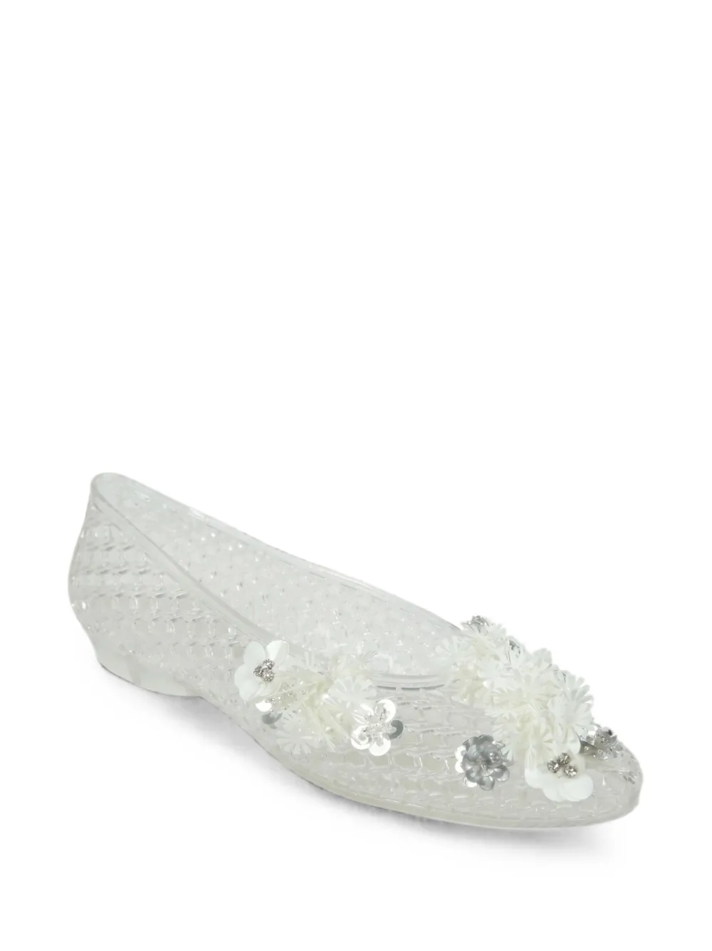 HEAVENLY JELLY Lily floral-appliqué ballet flats Wit