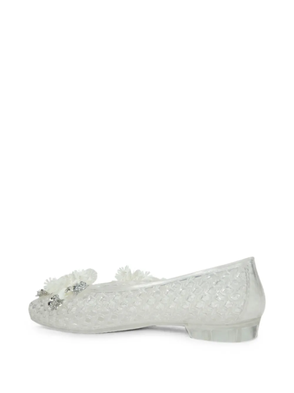 HEAVENLY JELLY Lily floral-appliqué ballet flats Wit