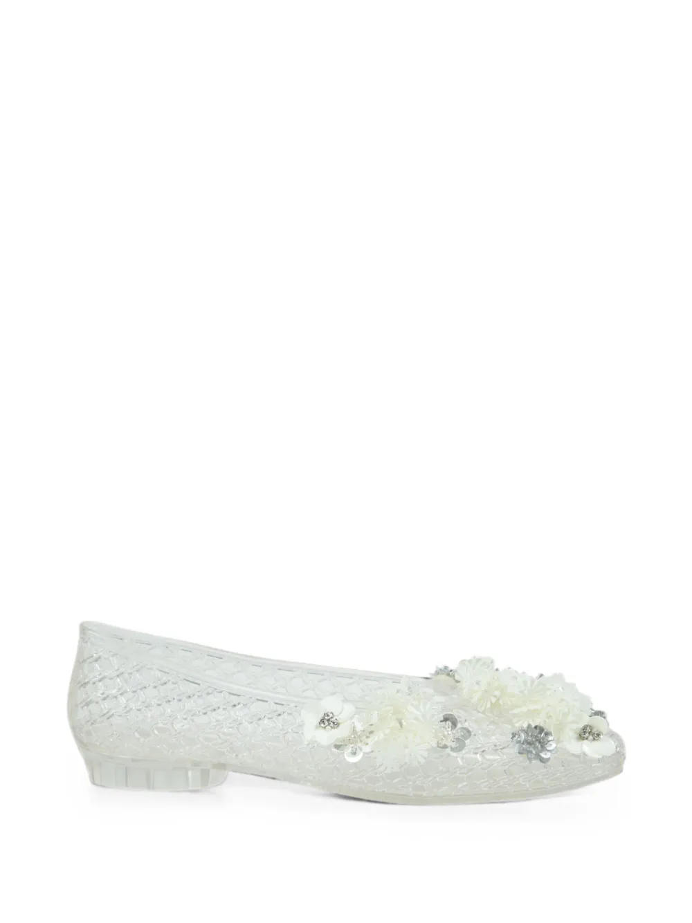 HEAVENLY JELLY Lily floral-appliqué ballet flats - Bianco