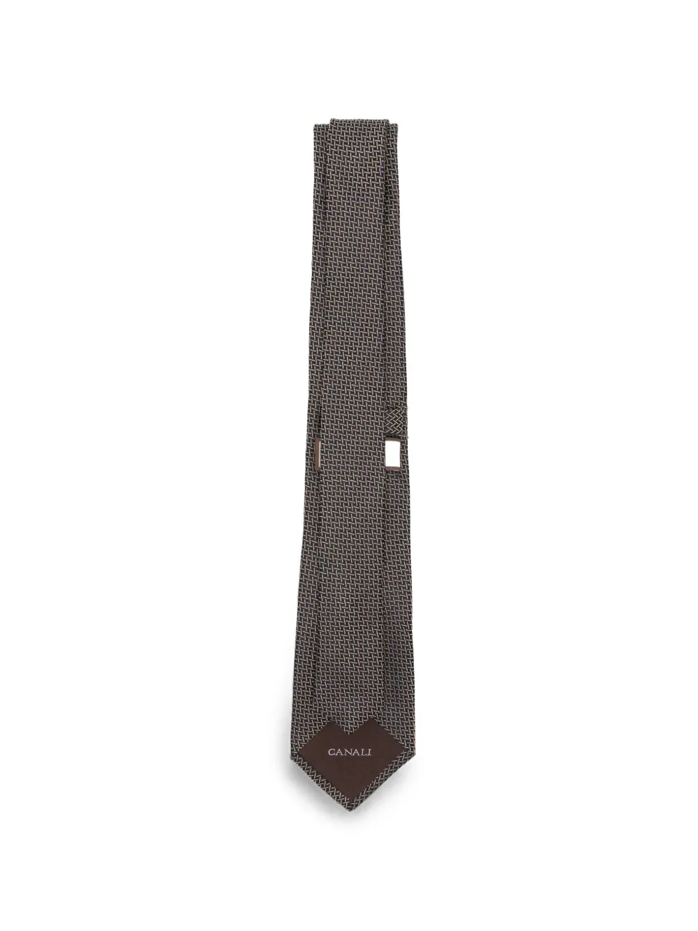 Canali Stropdas met geometrisch patroon Bruin