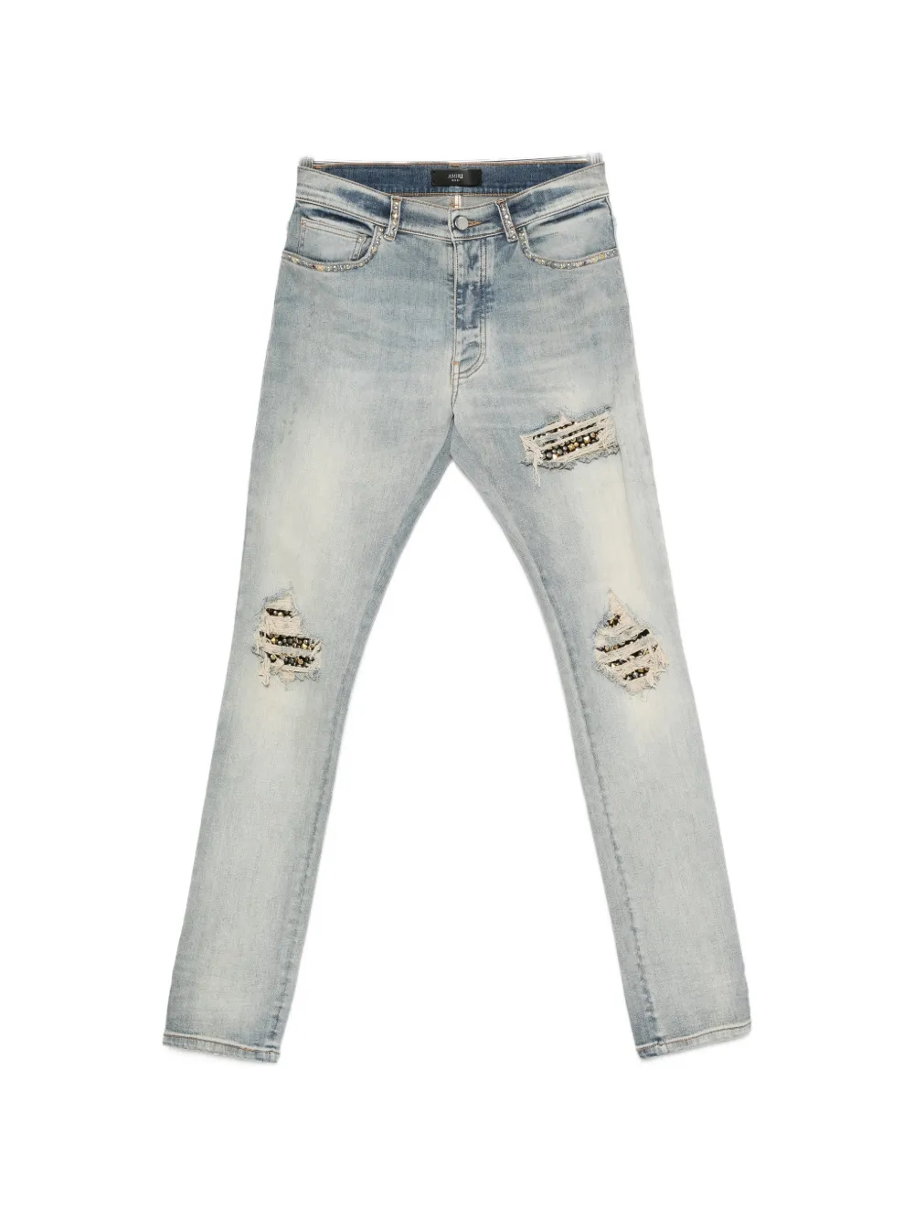 AMIRI stud-embellished distressed jeans - Blau