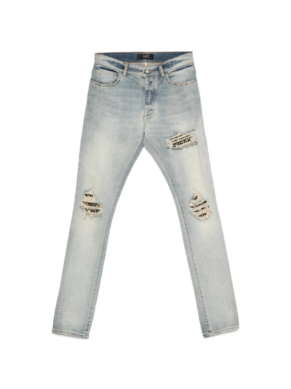 AMIRI stud-embellished distressed jeans - Blau