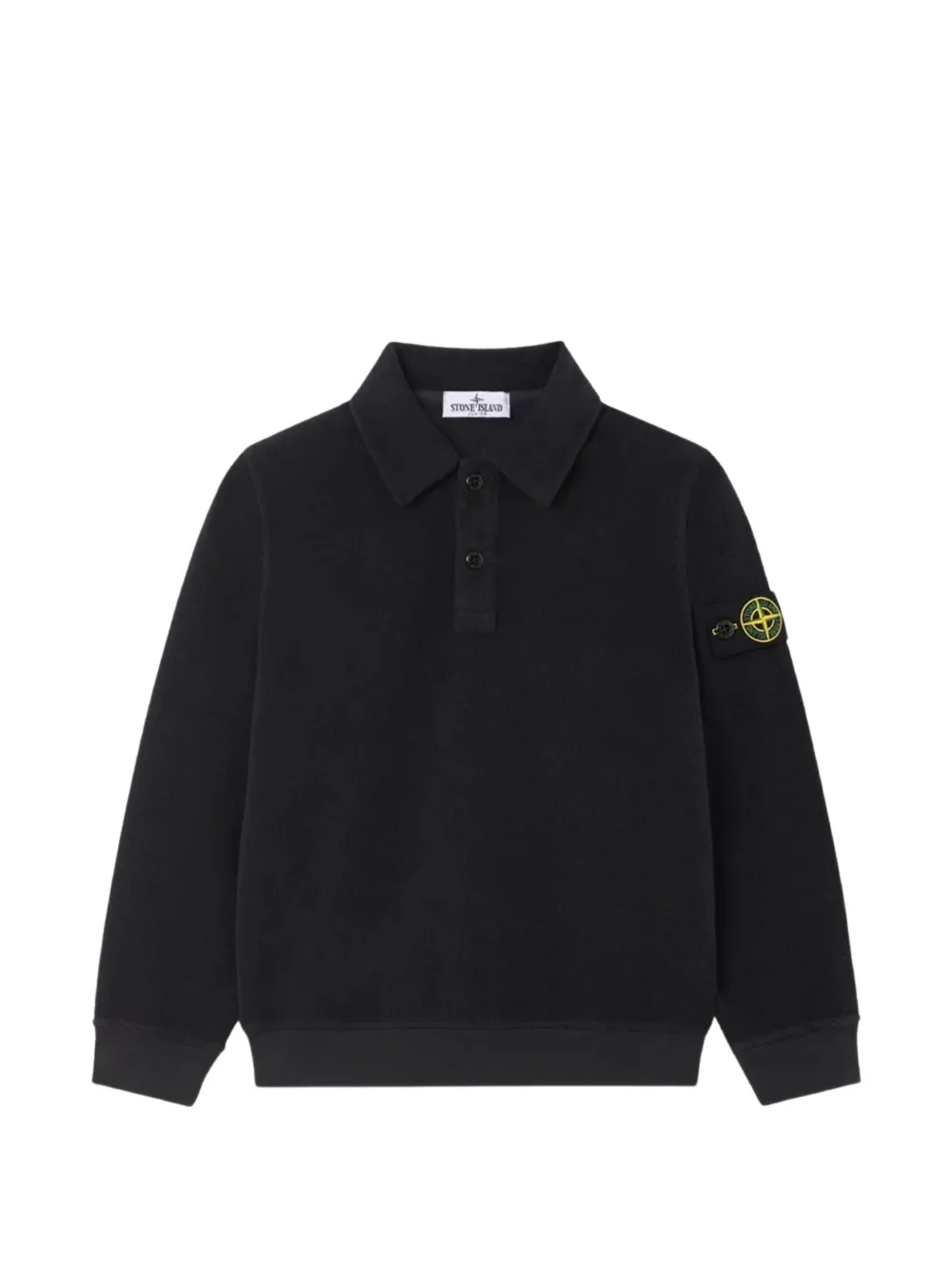 Stone Island Junior Compass-patch terry-cloth polo shirt - Nero