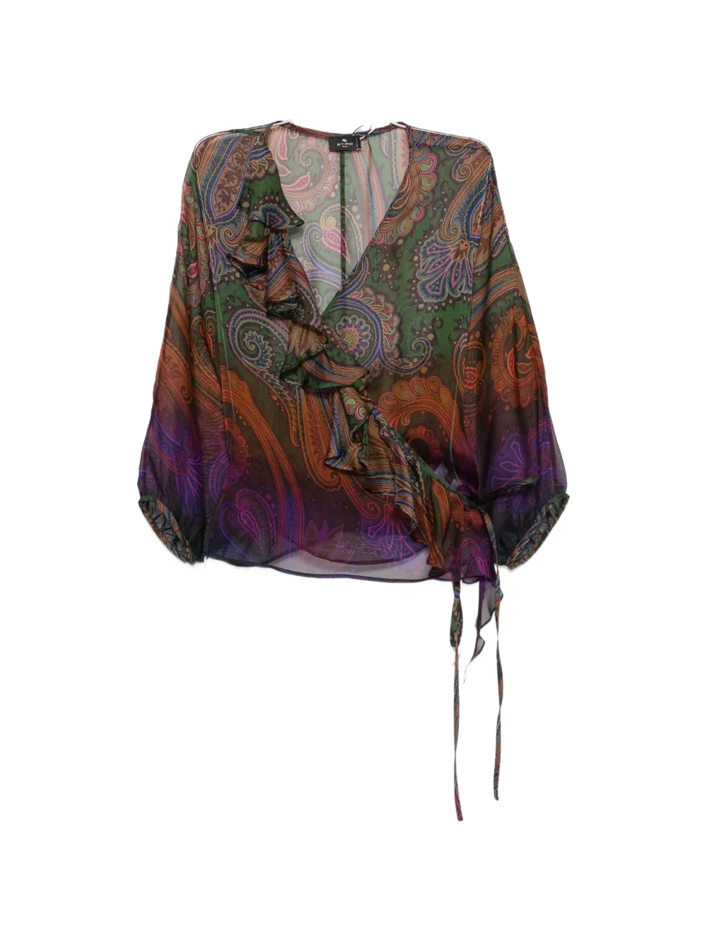 ETRO paisley-print ruffled blouse - Green