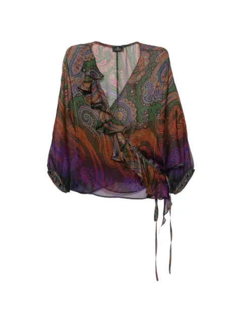 ETRO blusa con estampado de cachemira y volantes