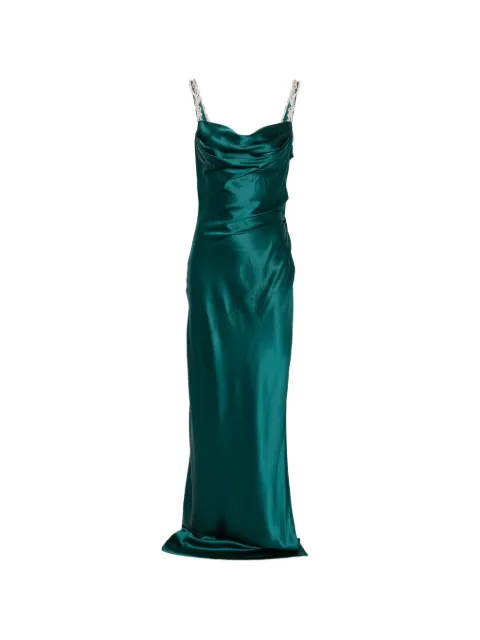 Balmain embroidered-strap cowl-neck maxi dress