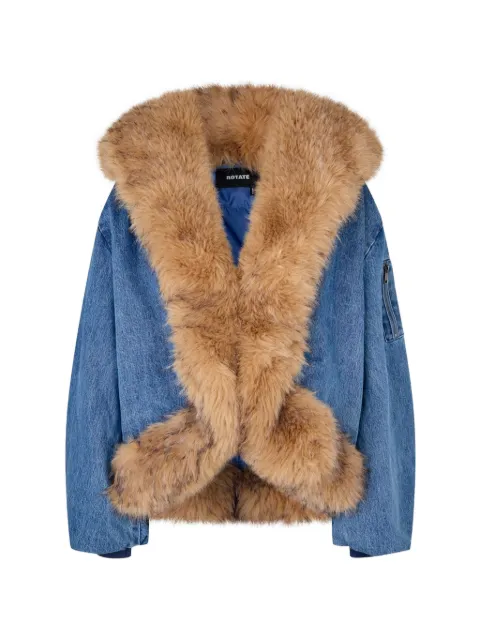 ROTATE BIRGER CHRISTENSEN faux fur-collar bomber denim - exclusive
