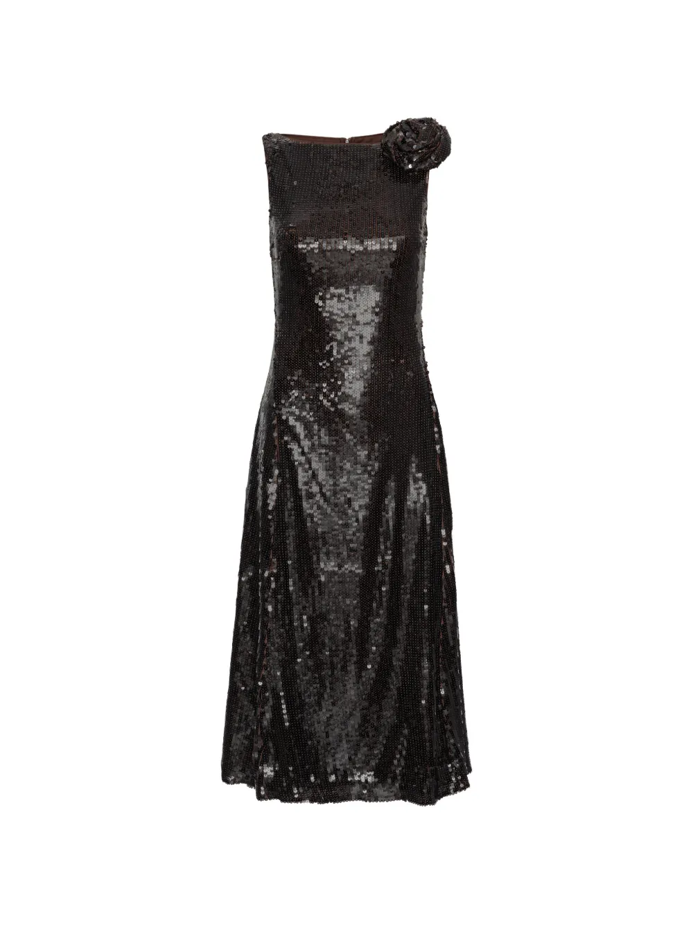 ROTATE BIRGER CHRISTENSEN sequins midi flared dress - Brown