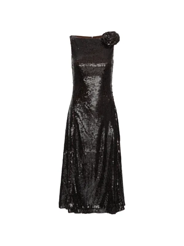 rotate brown sequin dress BIRGER CHRISTENSEN Sequins Midi Flared | Vitkac