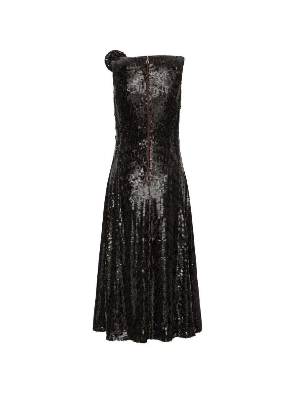 ROTATE BIRGER CHRISTENSEN Flared midi-jurk met pailletten Bruin