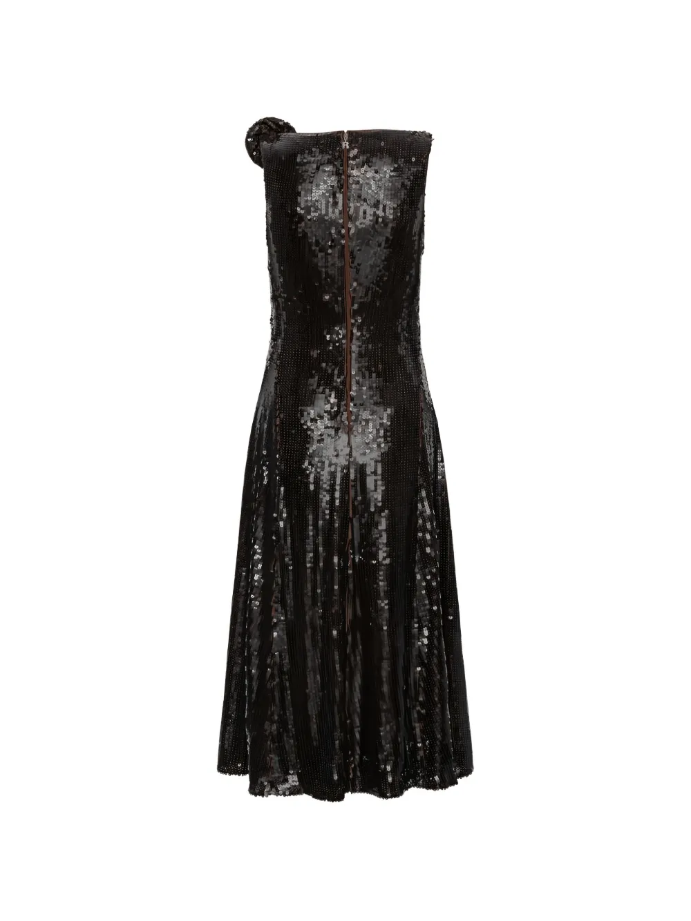 ROTATE BIRGER CHRISTENSEN Flared midi-jurk met pailletten Bruin