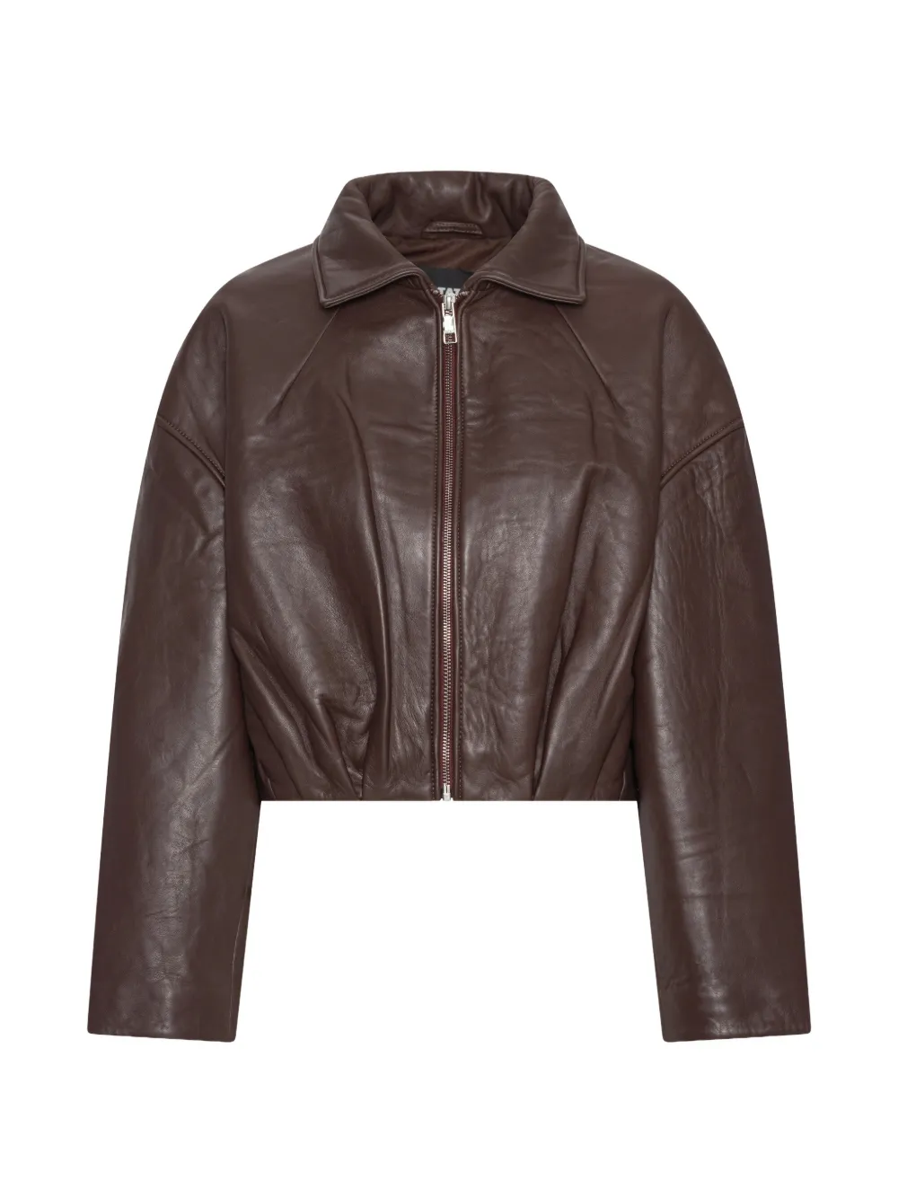 Rotate Birger Christensen Bonded Leather Jacket In Brown