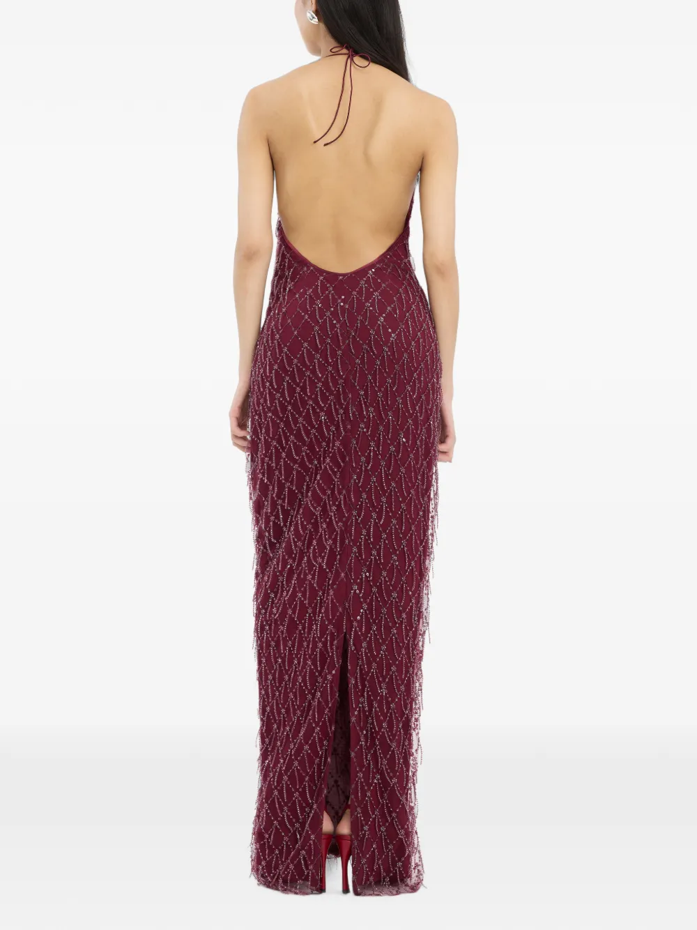 ROTATE BIRGER CHRISTENSEN Jurk met halternek en pailletten Rood