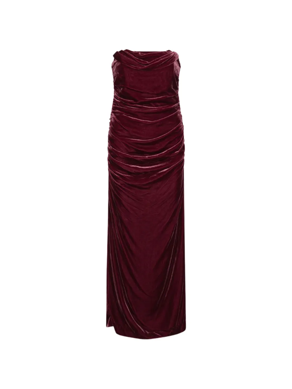 ROTATE BIRGER CHRISTENSEN silk velvet ruched dress dark red