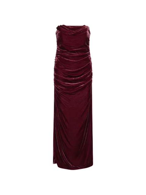 ROTATE BIRGER CHRISTENSEN silk velvet ruched dress dark red
