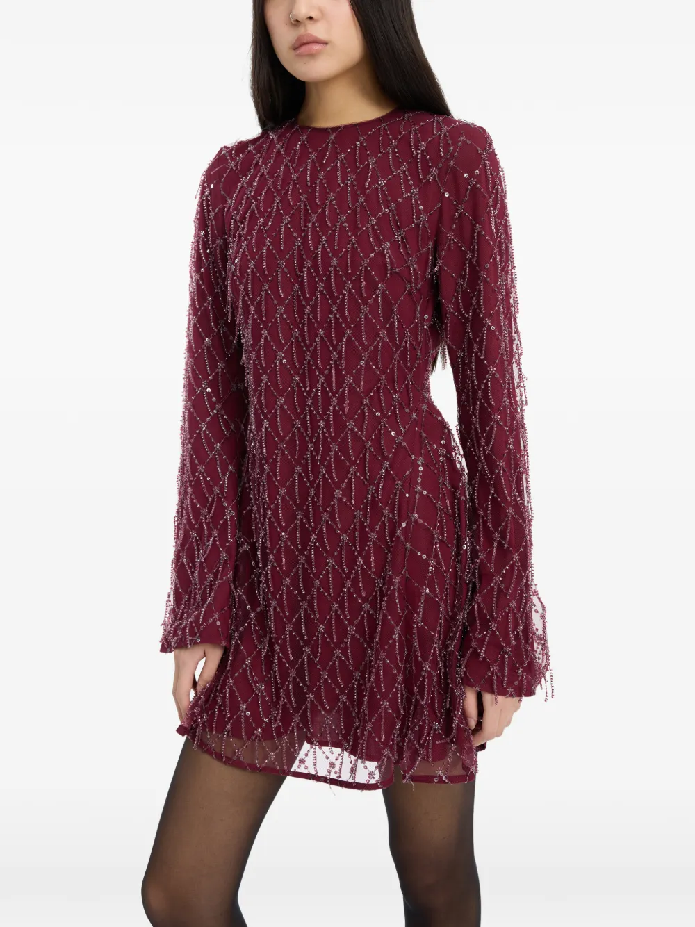 ROTATE BIRGER CHRISTENSEN Flared mini-jurk met pailletten Rood