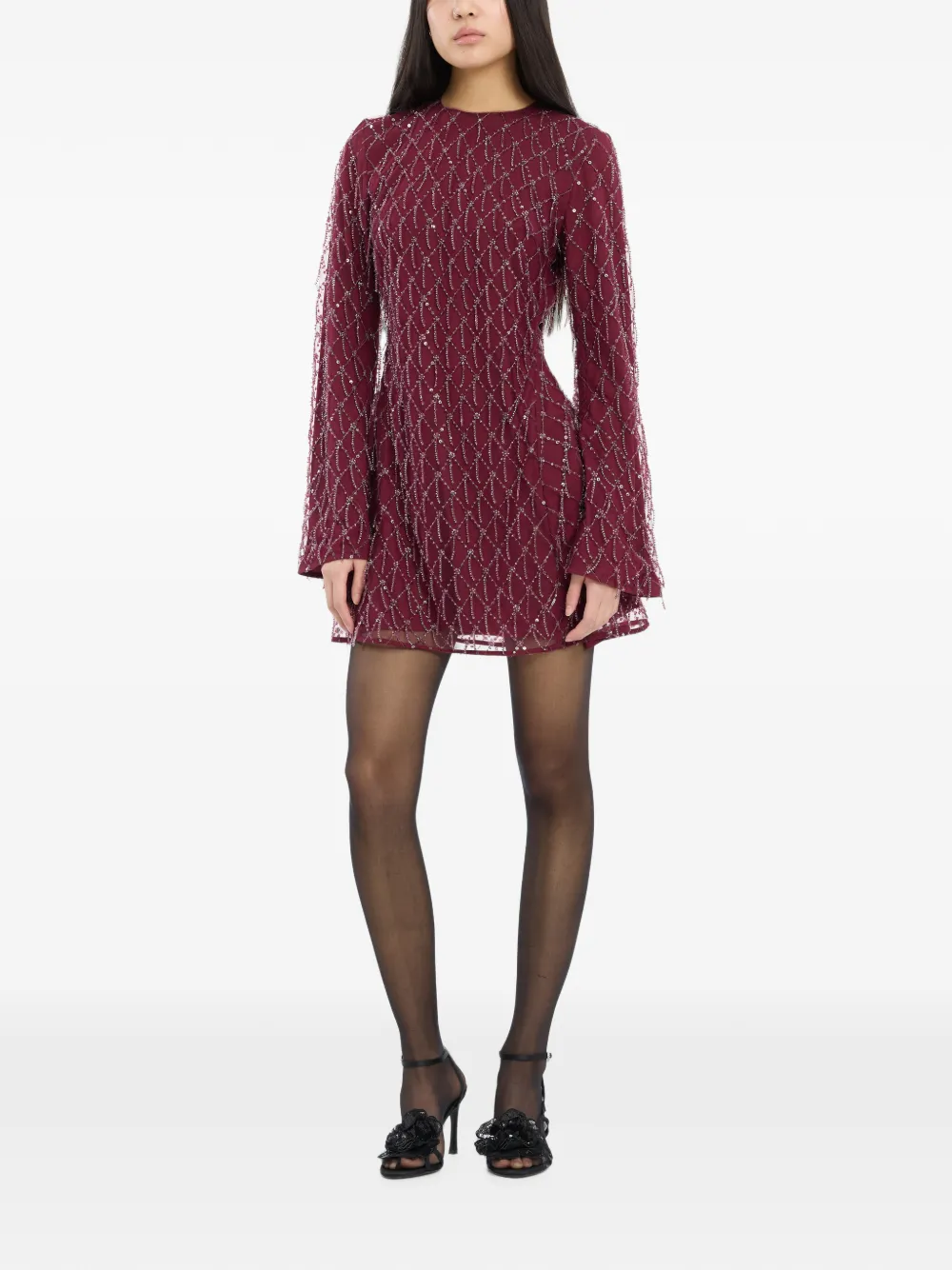ROTATE BIRGER CHRISTENSEN Flared mini-jurk met pailletten Rood