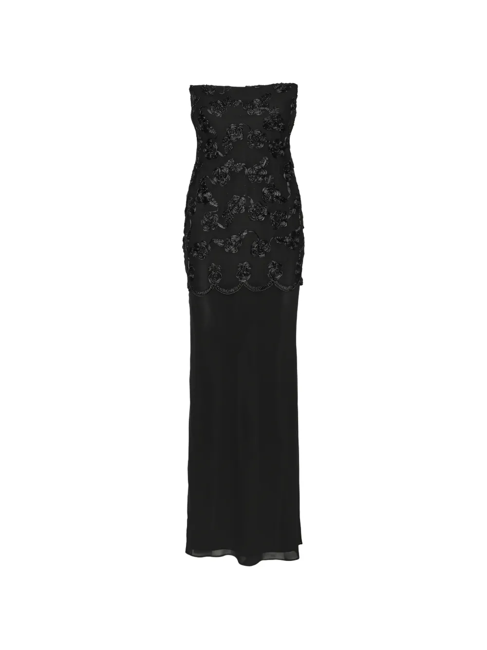 ROTATE BIRGER CHRISTENSEN flower mesh sleeveless maxi dress black
