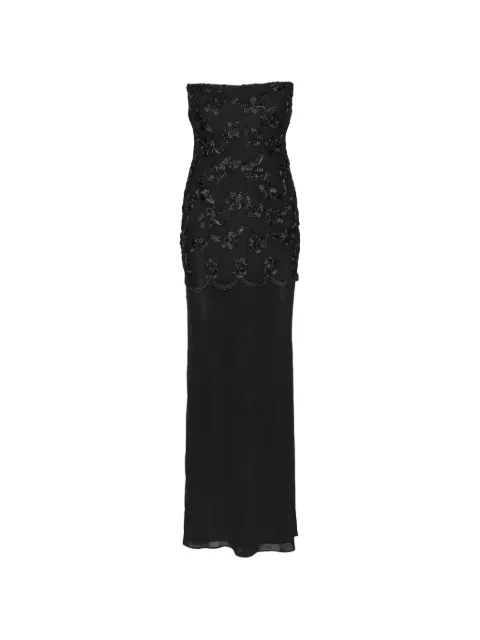 ROTATE BIRGER CHRISTENSEN flower mesh sleeveless maxi dress black