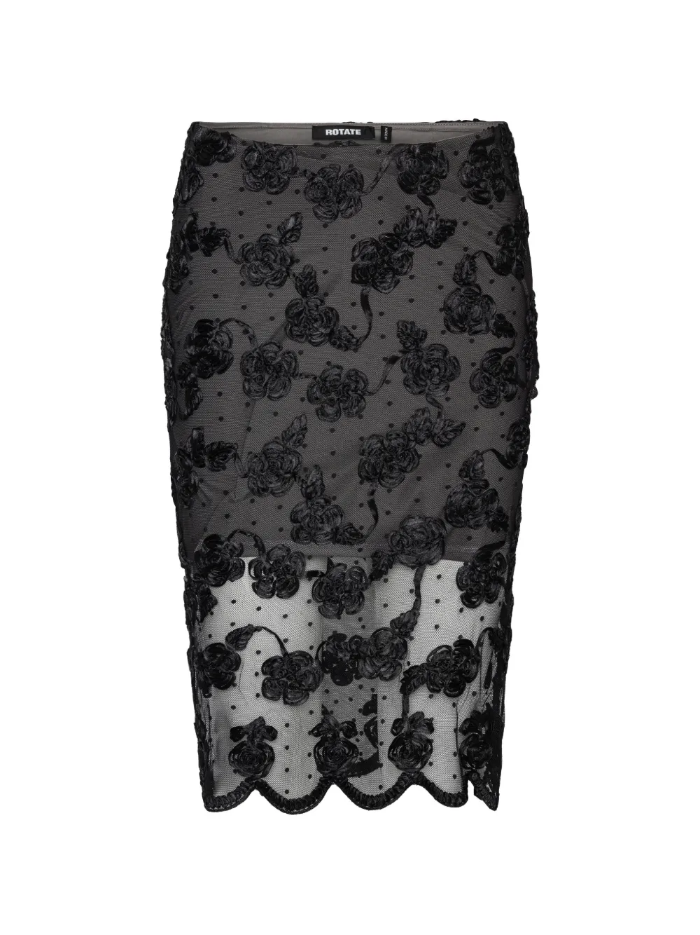 ROTATE BIRGER CHRISTENSEN flower mesh midi skirt black - Schwarz