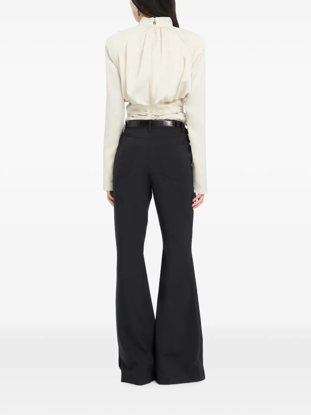 ROTATE BIRGER CHRISTENSEN Top met ruches en lange mouwen Beige
