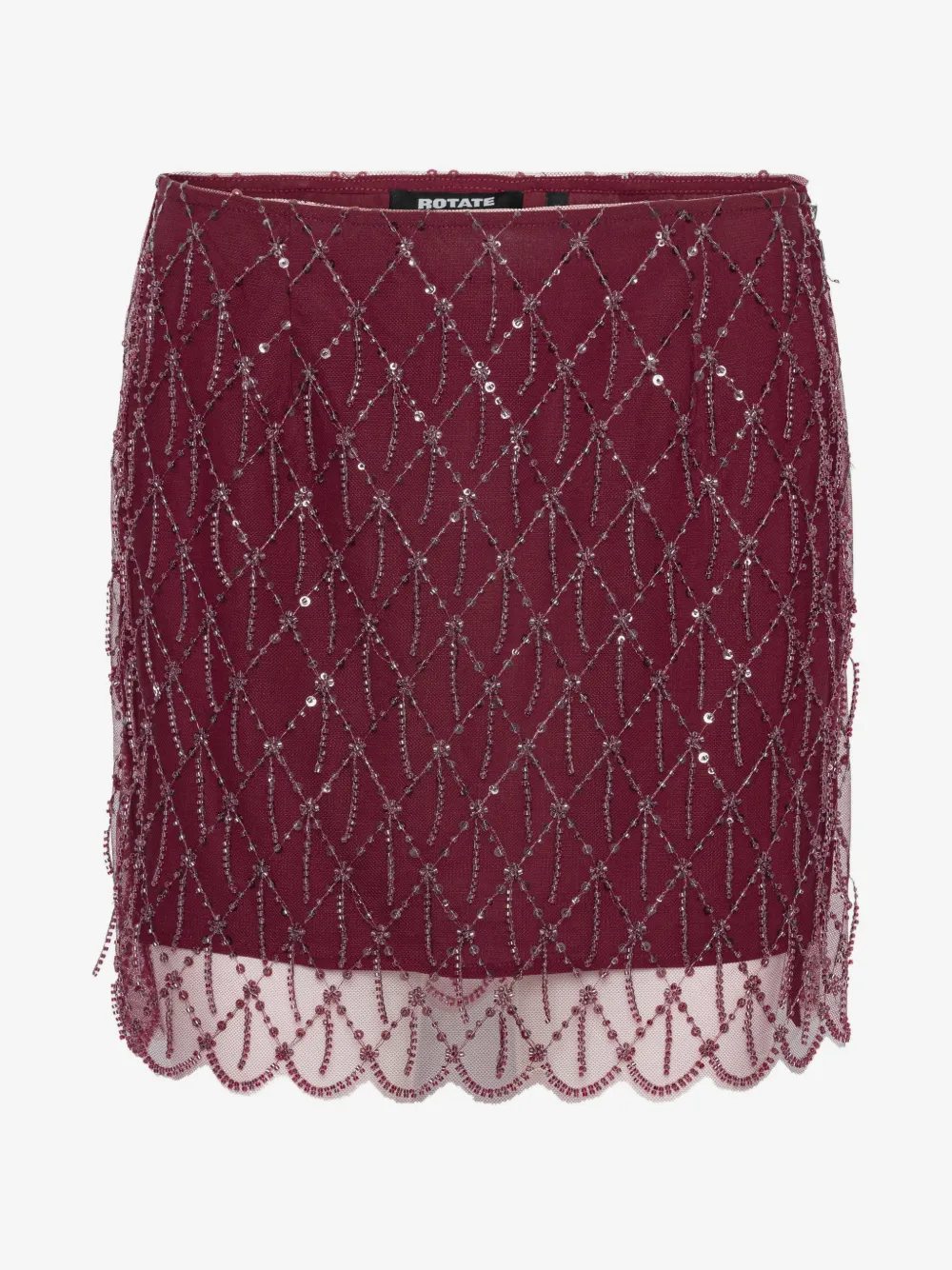 sequins mini skirt dark red