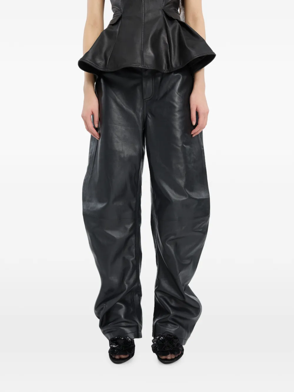 ROTATE BIRGER CHRISTENSEN Leren broek Zwart