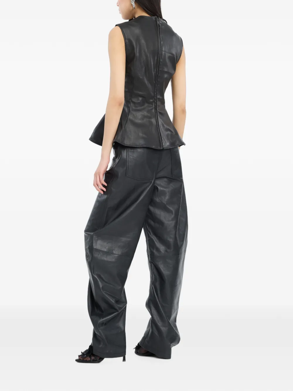 ROTATE BIRGER CHRISTENSEN Leren broek Zwart