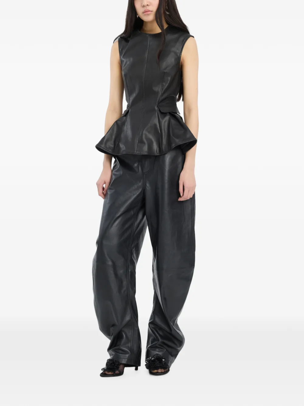 ROTATE BIRGER CHRISTENSEN Leren broek Zwart