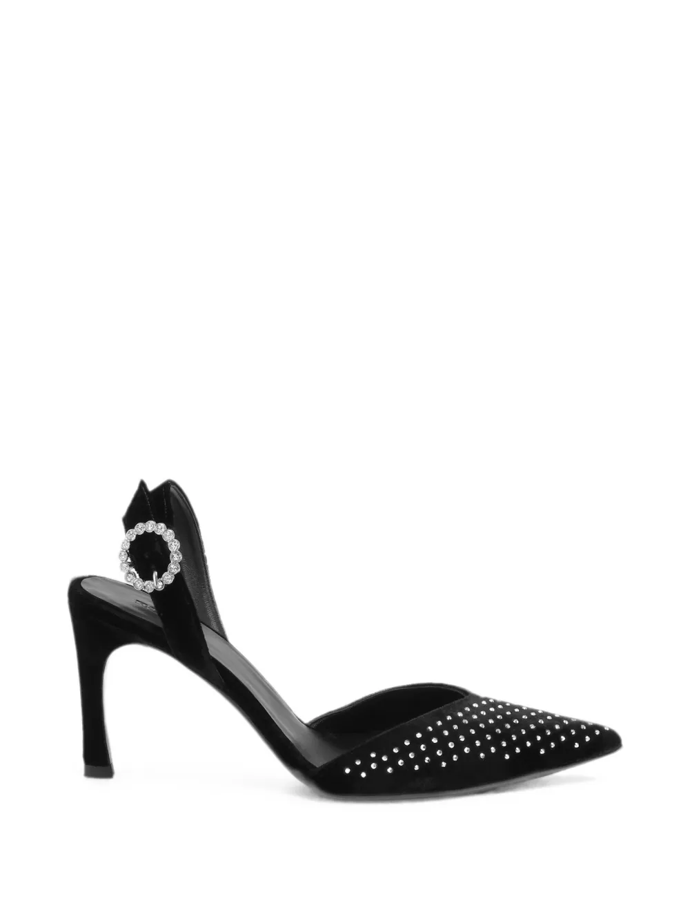 ROTATE BIRGER CHRISTENSEN slingback high rhinestone velvet mules - Schwarz