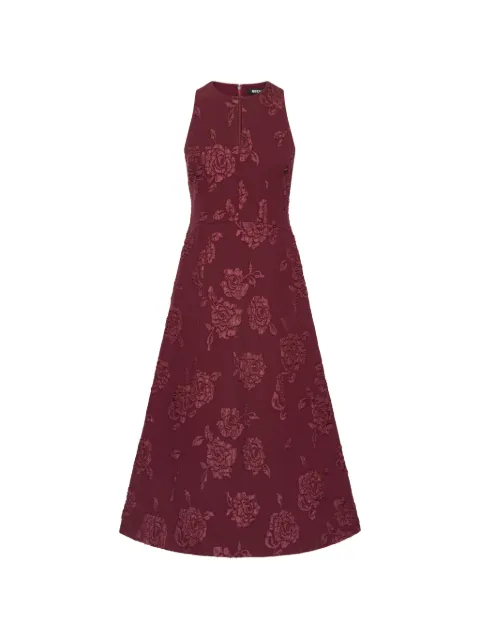 ROTATE BIRGER CHRISTENSEN jacquard flared dress dark red
