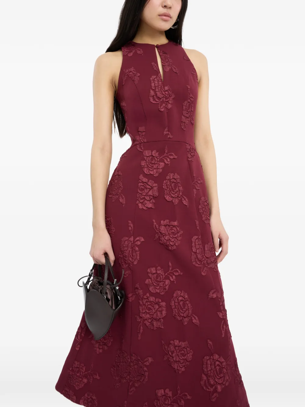 ROTATE BIRGER CHRISTENSEN Flared jurk met jacquard Rood