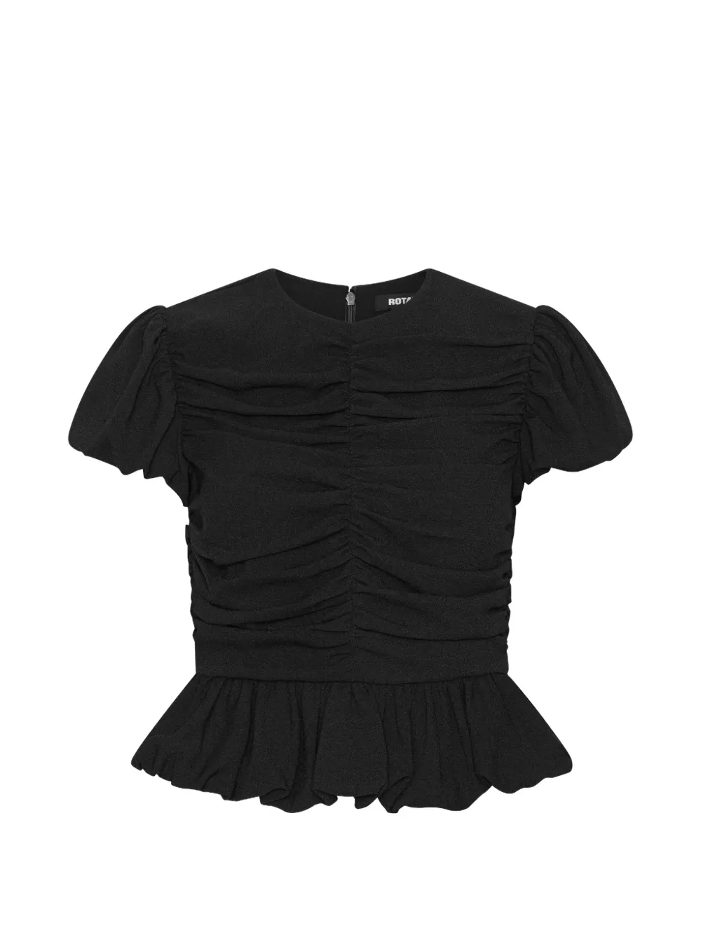 ROTATE BIRGER CHRISTENSEN Top nero con ruches e maniche a palloncino