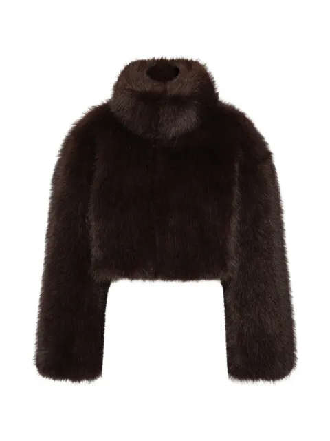 ROTATE BIRGER CHRISTENSEN faux-fur cropped jacket dark brown