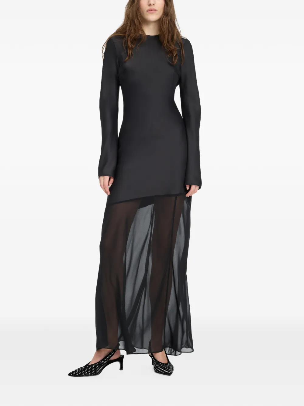 ROTATE BIRGER CHRISTENSEN Ls maxi-jurk met split Zwart