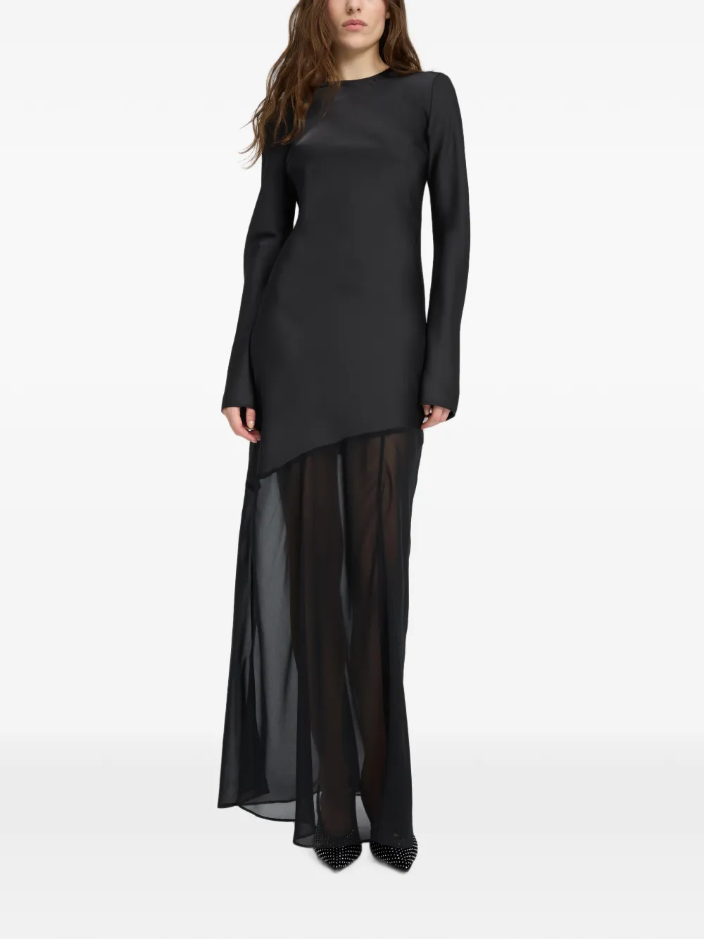 ROTATE BIRGER CHRISTENSEN Ls maxi-jurk met split Zwart