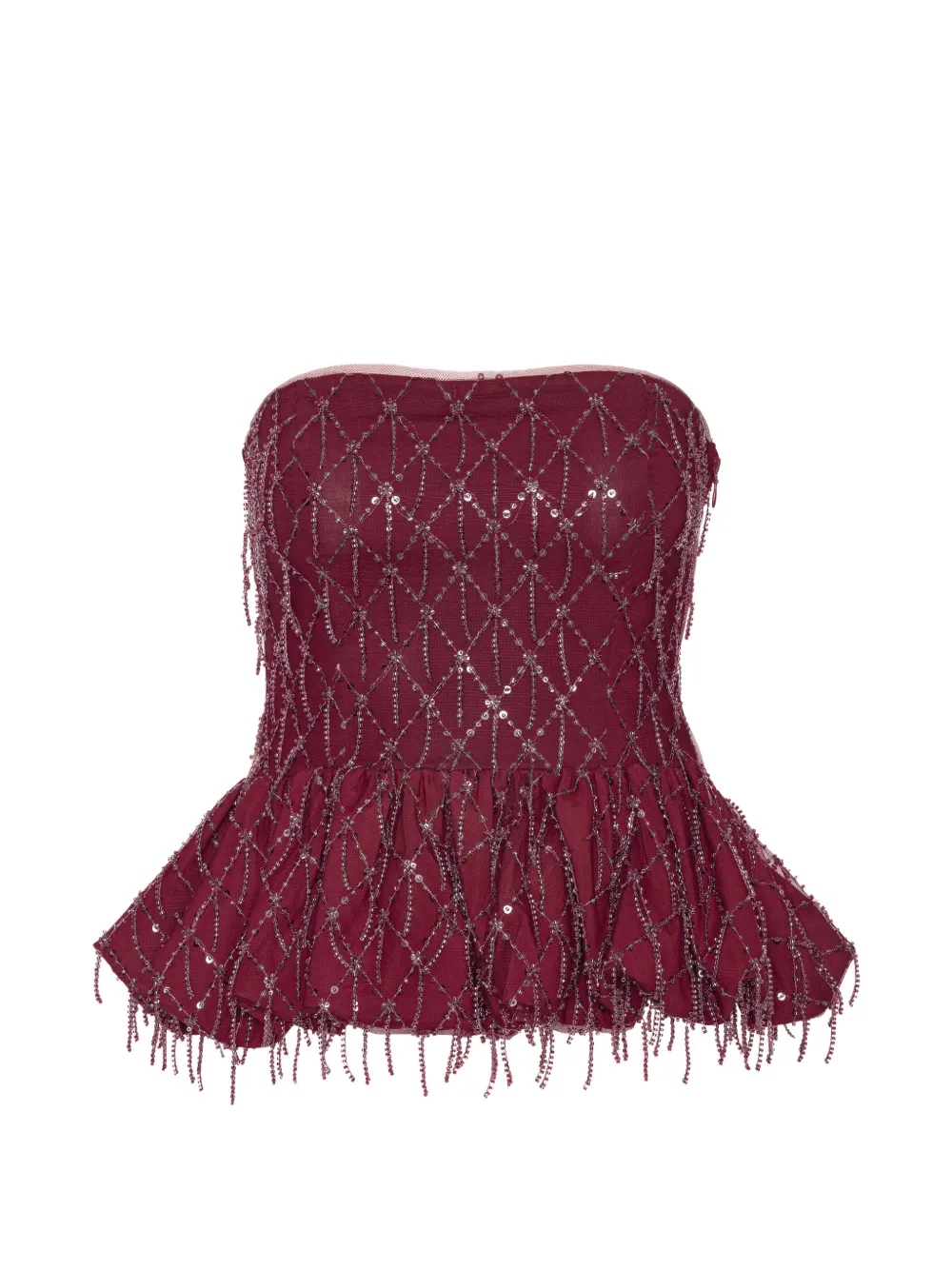 ROTATE BIRGER CHRISTENSEN sequins bubble top dark red