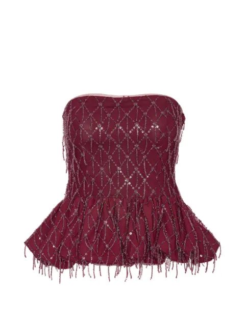 ROTATE BIRGER CHRISTENSEN sequins bubble top dark red