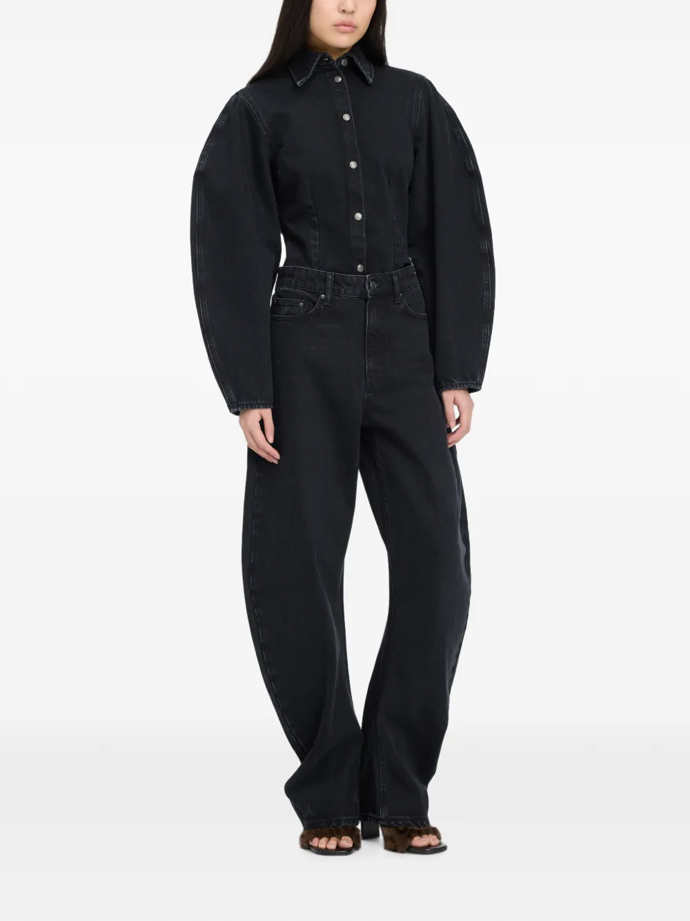 ROTATE BIRGER CHRISTENSEN Denim blouse Zwart