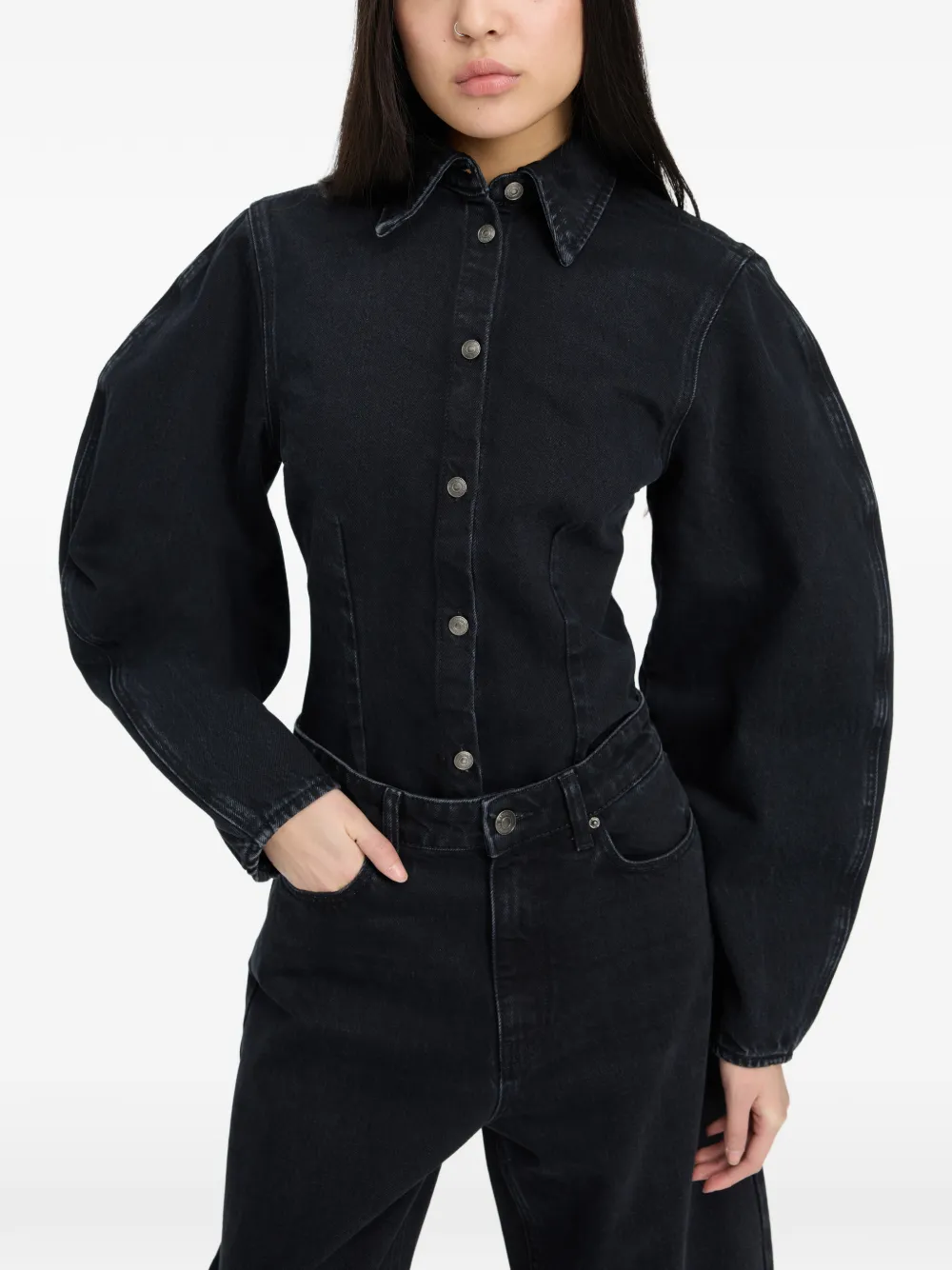 ROTATE BIRGER CHRISTENSEN Denim blouse Zwart